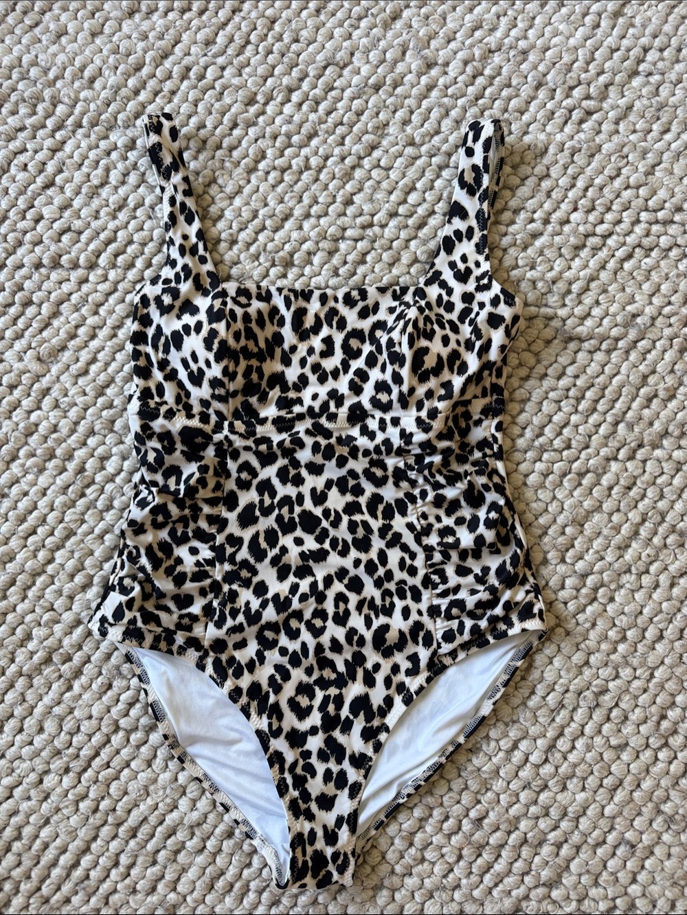 Leopard Print One-Piece Swimsuit - Black & White